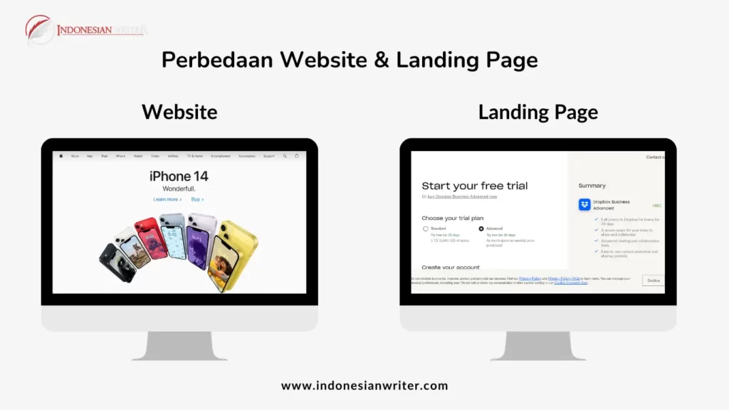 perbedaan website dan landing page