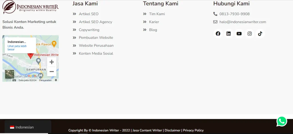 Contoh Footer Links