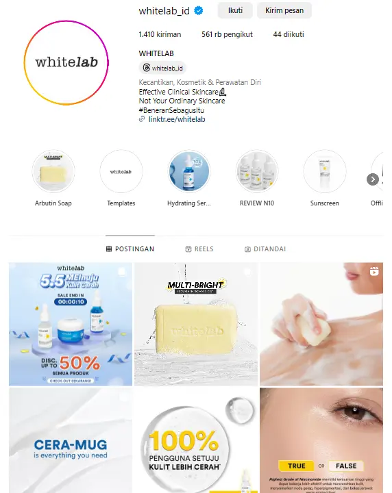 Contoh feed instagram skincare whitelab